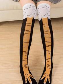 6pcs/3pcs Chicken Claw Pattern Over-The-Knee Socks, Fun & Comfortable, Women's Long Socks, Novelty Party Socks, Christmas Socks, Funny Socks, Suitable For Outdoor Sports, Camping With Friends And Family, Holidays And Gifts (2/4/6 Pairs) - Multicolor - View 4
