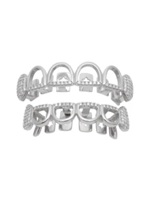 1件/2件套独特镂空立方氧化锆牙套，闪亮设计，适合万圣节、送礼和派对，男女通用 - 彩色 - 查看 6