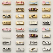 1 件不锈钢手链组件，包含英文字母图案、万圣节蝙蝠等元素，DIY 制作手链饰品，可自由搭配不同风格 - 長方 - 查看 6