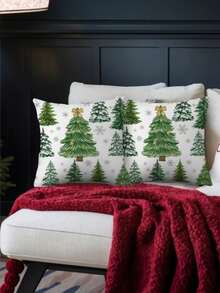 1/2/4 moderne Weihnachtsbaum Kissenbezüge mit Weihnachtsbaum Muster Design, Reißverschluss, maschinenwaschbares Polyestermaterial, perfekt für Wohnzimmer, Schlafzimmer Sofa oder Feiertags Dekoration, 17.7x17.7 Inches