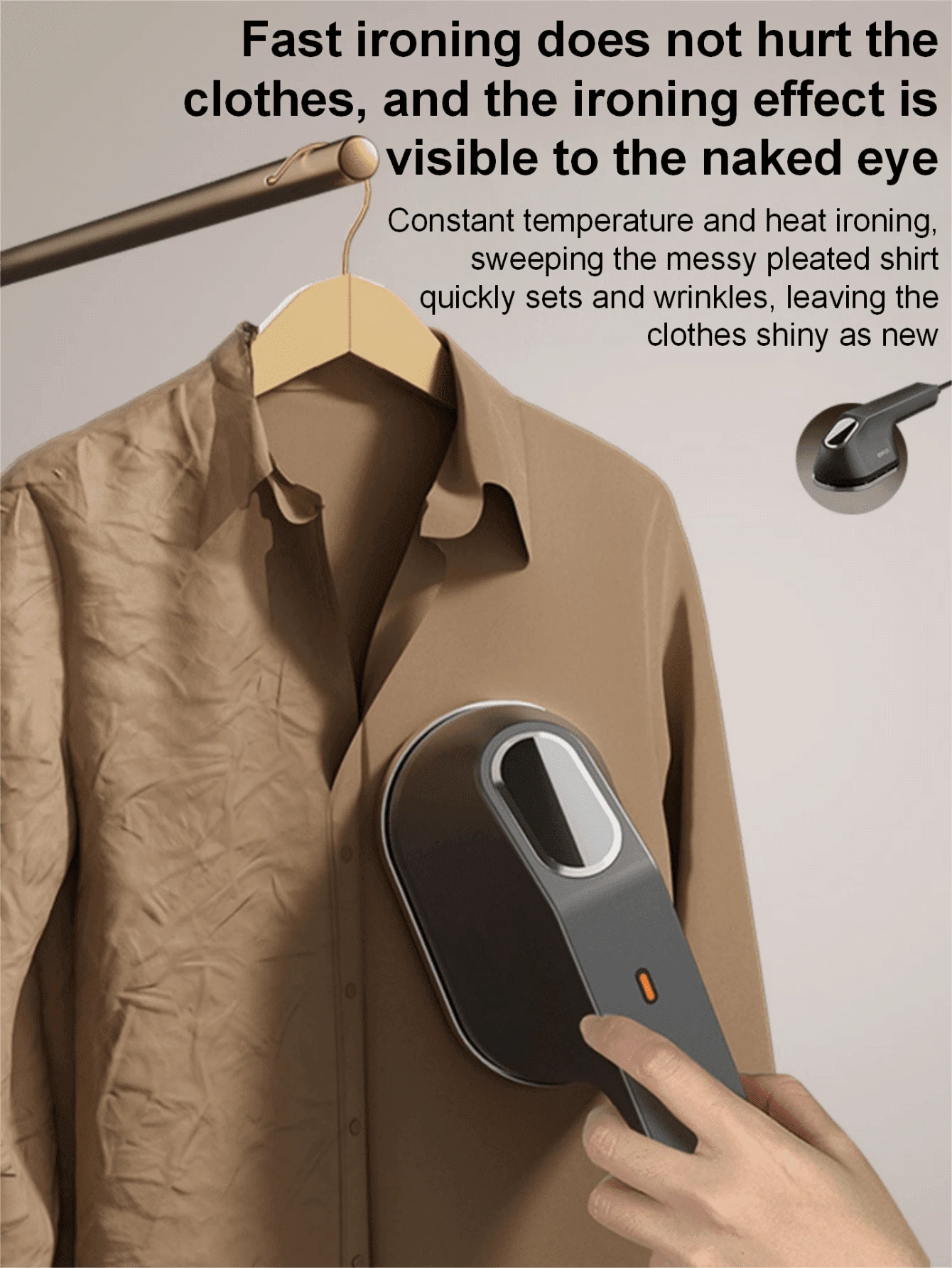 SOKANY 1pc Handheld Hanging Iron, Mini Electric Iron, Portable Household Ironing Machine, Instant Hot Ironing, Intelligent Temperature Control Protection, Flat Ironing/Hanging Ironing Two-In-One, Smooth Large Panel, Multi-Speed Adjustment, Ironing Without Damaging Clothes, Suitable For Home, Travel, Business Trip And Other Scenes, Easily Smooth Out Wrinkles On Clothes, Iron And Flatten Immediately, Creating A Refined Life