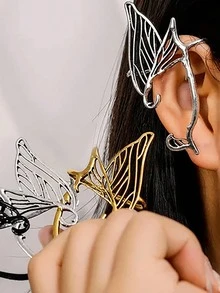 2pcs Fairy Wing Ear Cuff Earrings, Exquisite Design With Silver Thread Lace, Suitable For Overseas Bohemian And Fantasy Fashion Enthusiasts. - Multicolor - View 6