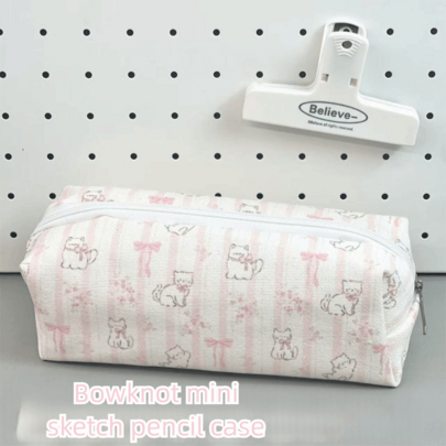 High Quality Bow Cat Pen Bag Large Capacity Multifunctional Stationery Bag Stationery Organizer Gift