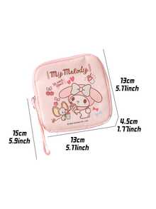 Túi đựng mỹ phẩm chống nước Sanrio My Melody, Túi đựng màu hồng dễ thương có khóa kéo trơn tru, Vải bền, Lớp lót, Dây đeo di động, Hoàn hảo để sử dụng hàng ngày và khi đi du lịch, Lý tưởng cho phụ nữ và thanh thiếu niên, Tuyệt vời để đựng đồ trang điểm và đồ vệ sinh cá nhân - Giai điệu - Xem 9