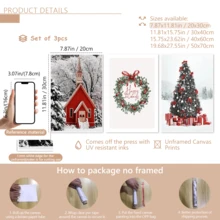 3 قطع / مجموعة من لوحات الجدار الفنية القديمة، مجموعة لوحات كانفاس لعالم الشتاء الساحر - منزل أحمر مبهج وشجرة عيد الميلاد، ديكور لوحة شجرة عيد الميلاد، ديكورات عيد الميلاد، ديكور موضوع عطلة مثالي، ديكور جداري أزياء حديثة، مؤطر أو غير مؤطر، ديكور الغرفة، ديكور المنزل، ديكور شقة الطالب الجامعي، هدايا لديكور الجدران في الفندق، المنزل، هدية استقبال المنزل المثالية، غرفة المعيشة، غرفة النوم، الحمام والمكتب