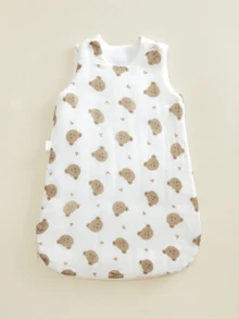 1件装Oeko-Tex认证卡通印花婴儿睡袋，柔软舒适，适合新生儿日常使用，四季皆宜