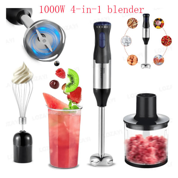 SOKANY Juego de 4 piezas de varillas mezcladoras SOKANY 1711-4, varilla mezcladora doméstica, máquina de suplemento de alimentos para bebés de mano, procesador de alimentos de cuatro en uno, máquina auxiliar de alimentos multifunción doméstica, batidor eléctrico, molinillo de frutas y carnes, cuchilla cruzada de acero inoxidable