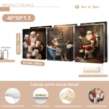 3 قطع / مجموعة لوحات فنية حديثة للجدران، طباعات فنية لديكور الحمام بموضوع سانتا كلوز الساخر، لوحات فنية رجعية - فن عيد الميلاد، ديكور عيد الميلاد، مؤطرة أو غير مؤطرة، ديكور الغرفة، ديكور المنزل، ديكور شقة الطالب الجامعي، هدايا لديكور الجدران في الفندق، المنزل، هدية مثالية لتدشين المنزل الجديد، غرفة المعيشة، غرفة النوم، الحمام والمكتب