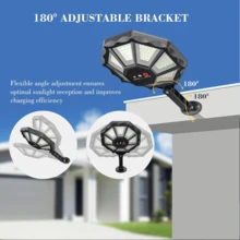 Solar Motion Sensor Flood Light, Outdoor Waterproof Wall Lamp With 8-Side Design, Dusk To Dawn Solar Light For Yard, Garden & Street - Black - View 2