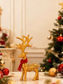 金色装饰 2 件套树脂幸运鹿雕塑现代家居装饰，驯鹿装饰室内客厅、卧室办公室和架子，送给妈妈、妻子、姐妹的完美圣诞礼物（金色） - 彩色 - 查看 6