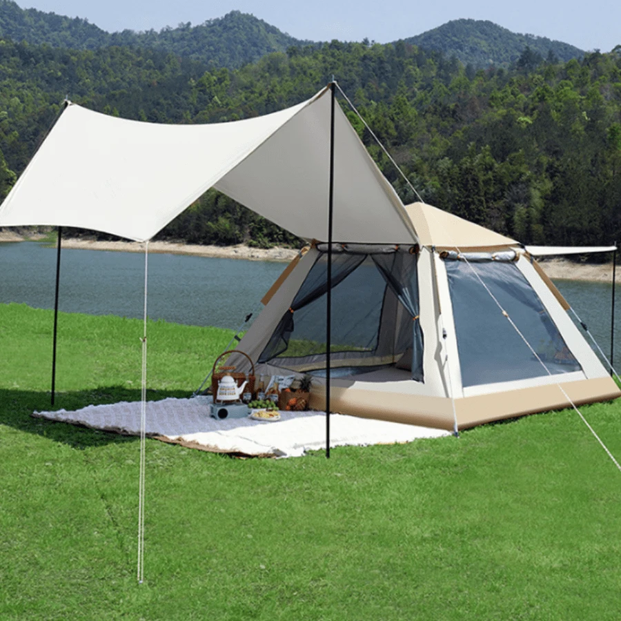 Various Waterproof Automatic Camping Tent - Coffee Brown - View 1