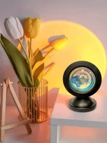 LED Sunset Lamp Projector, Bedroom Living Room Decor Photo Background Gadget, Halloween/Christmas Decoration, Office Desk Accessory, Camping/Party/Birthday Mood Booster, Wall Decor Romantic Gift, One-Button Cozy Scene Creation! - Multicolor - View 13