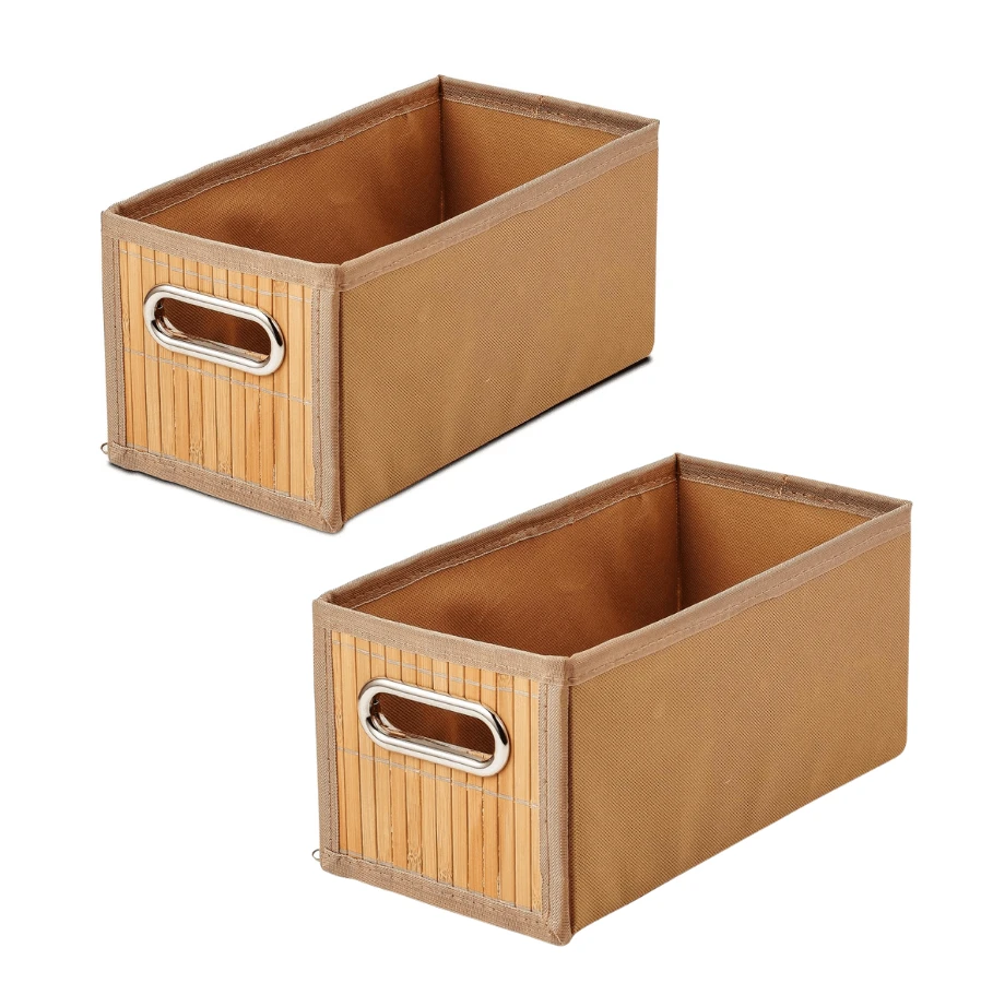 STARLEY-PACK 2 Square Bamboo Storage Basket, 31 X 31 X 31 Cm - PACK 2 31 x 15 x 15 cm - 查看 1
