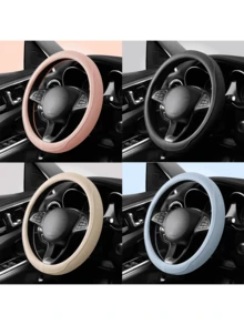 15-Inch (38.1 Cm) Universal Steering Wheel Cover - Breathable PU Leather With Odorless Rubber Grip, Anti-Slip Classic Design, Fits Most Cars