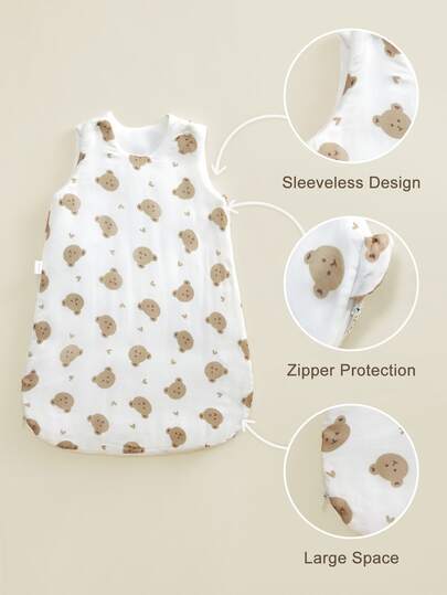 1 st Oeko-Tex-certifierad sovsäck med tecknat tryck, mjuk och bekväm, lämplig för nyfödda dagligen, året runt