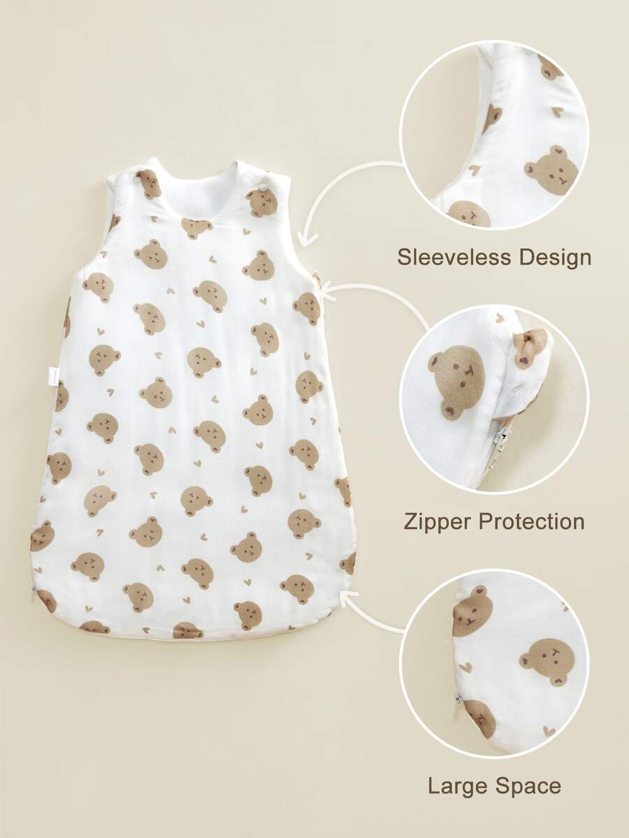 1件装Oeko-Tex认证卡通印花婴儿睡袋，柔软舒适，适合新生儿日常使用，四季皆宜