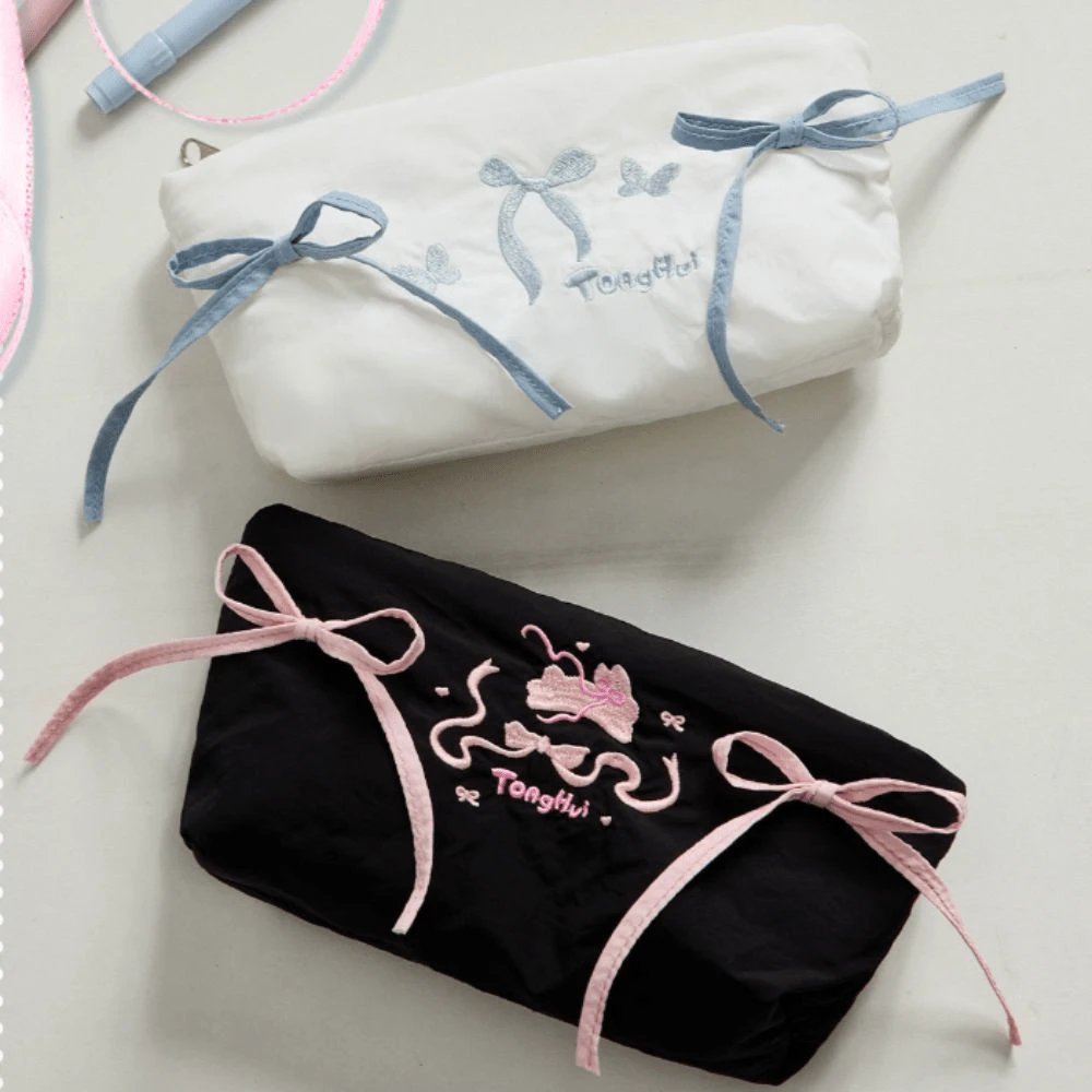 Bolsa de lápices con lazo lindo, de gran capacidad y multifuncional. Estuche para lápices con diseño de gato o perro de dibujos animados. Organizador de papelería para estudiantes, escuela y oficina