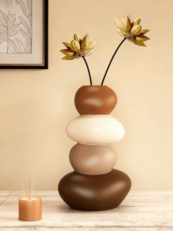 1pc Of Resin Sculpture Vase, Geometric-Themed Decorative Item. The Vase Is Not Water-Storing And Can Only Hold Artificial Flowers. Suitable For Various Room Types, Ideal For Christmas, Thanksgiving, New Year, And General Holiday Decorations. No Power Source Required Home Decor Room Decor Flower Vase Glass Vase