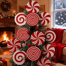 4 Holiday Christmas Tree Decorations, Red And White Mint Candy Bar Design, 7.9 Inches, Durable Plastic Material, Washable, Cute Candy Selection Decorations, Christmas Tree Top, Family Office, Holiday Party Decoration, Suitable For Home, Office And Party Decoration - Multicolor - View 11