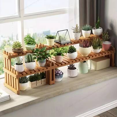 1 Pack, Bamboo Green Plant Pot Rack, Balcony Plant Stand, Indoor/Outdoor Hanging Plant Shelf, Tall Plant Rack, Wooden Plant Holder For Living Room, Indoor Plants, Patio, Balcony, Garden