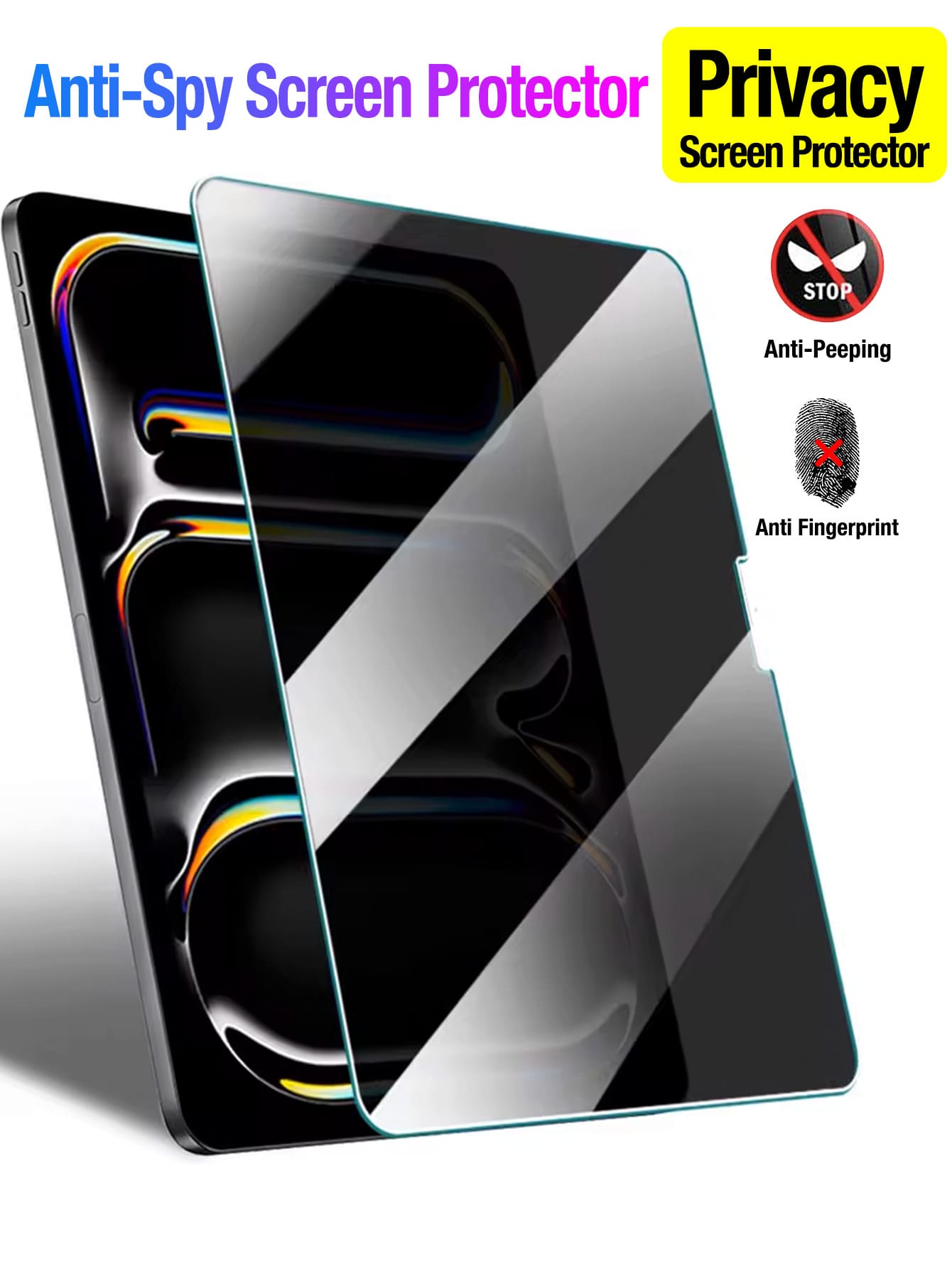 Yezodawee 1Pc Privacy Screen Protector, Compatible With IPad Mini/Air/Pro All Series , 9H Hardness, Anti-Spy Tempered Glass Film, Anti-Scratch, Anti-Shock, IPad Accessories Waterproof Shockproof Full Cover, Suitable For Business Office