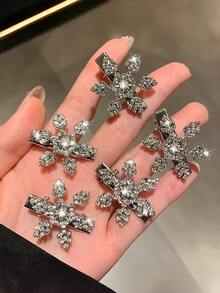 6/10/20 piezas Pinzas para el cabello de mujer con perlas en forma de copo de nieve plateadas, pasadores con rhinestones, pinzas de cocodrilo para el flequillo, accesorios elegantes para uso diario, Navidad, Año Nuevo, pinzas de garra, pinzas para el cabello, pasadores para el cabello, pinzas de cocodrilo para el cabello, accesorios de invierno, accesorios para rave, looks de fiesta, accesorios para el cabello - Plateado - Ver 23