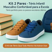 Kit 2 Pairs Of Versatile Boys' High School Sneakers For Everyday Wear With Style - 藍色 - 查看 2