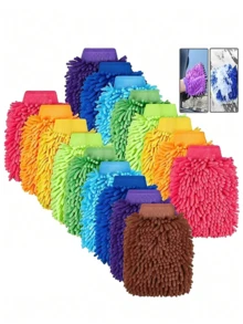 珊瑚绒洗车手套、汽车除尘器、雨刷器、汽车清洁配件 - 隨機顏色 - 查看 2