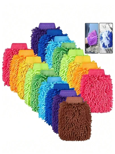 Guantes de felpa de coral para lavar el coche, plumero de coche, limpiaparabrisas, accesorios de limpieza de coche