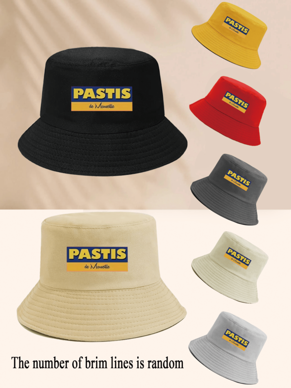 1pc "PASTIS De Marseille" English Text Print Bucket Hat, Unisex Fashion Essential, All Season Decorative Gift For Family