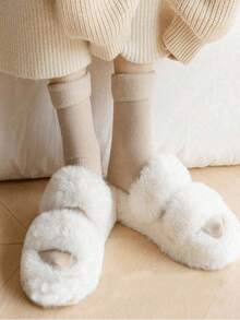 5 Pairs Women's Solid Color Thick Warm Winter Snow Socks - Thick, Warm, Soft, Stretchy, Odor-Resistant, Solid Color, Polyester Blend, Knit Fabric, Ideal For Yoga And Snow Boots - Christmas Gift - Mouldless - View 4