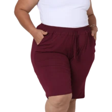 Kit 3 Bermudas Feminina Com Bolso  Casual Plus Size em Malha Viscolycra