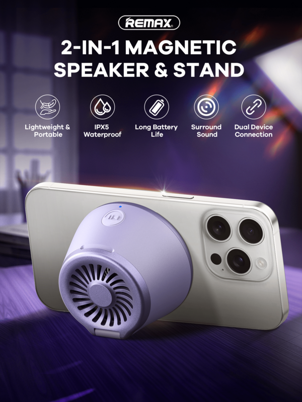 Altavoz multifuncional portátil Remax, reproductor de música con Bluetooth, controles parentales, altavoz de música portátil para exteriores con correa para la muñeca, con anillo magnético, fácil de usar