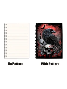 Gothisches Raben- und Schädel-Spiralheft, 14 x 24 cm, Dunkel-Fantasy-Coverdesign, perfekt zum Schreiben, Journaling, Bibelstudium, macht ein einzigartiges Geschenk zu Geburtstagen, Weihnachten, für Liebhaber von Schreibwaren, Schulanfang