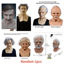2pcs/Set Sinister Old Man Latex Mask, Bald Head Character Cosplay Prop, Fits Most - Beige - View 16