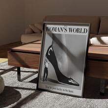 1Pc Unframed Retro 'it's A Woman's World' Canvas Posters, Black And White Wall Art, Aesthetic Room Decor, Artwork Wall Painting For Gift, Wall Picture For Living Room, Bedroom, Office, Dining Room, Corridor, Home And Dormitory Decoration