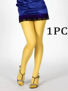 1 Cặp quần bó siêu mỏng bóng mật độ cao co giãn cao thích hợp để mặc hàng ngày - Màu vàng - Xem 8