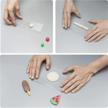 KLONKEE Bộ 4 dụng cụ cắt đất sét polymer gồm: Con lăn đất sét acrylic, tấm nhựa trong suốt hình chữ nhật, đế đỡ, lưỡi dao thép carbon dẻo dùng để tạo hình, điêu khắc DIY. - Nhiều màu - Xem 2