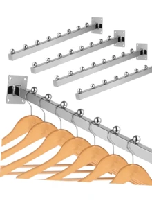 Perchero de pared de 5 piezas, perchero ahorrador de espacio, perchero de pared, diseño de diamante, plateado - Plateado - Ver 1