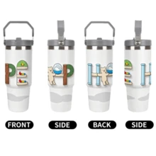 Custom Vacuum Flask - 20oz 304 Stainless Steel Tumbler With Carry Handle, Leakproof Lid For Car, Travel & School, Hot/Cold Drink Container