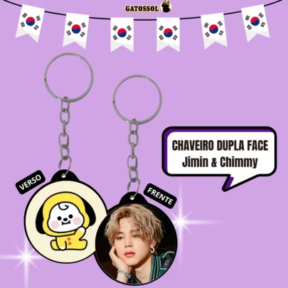 Chaveiro JIMIN B T S - ARMY - Chaveiros Dupla Face - Porta-chaves - KPOP - K-POP - IDOL - BROCHE