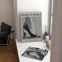 1Pc Unframed Retro 'it's A Woman's World' Canvas Posters, Black And White Wall Art, Aesthetic Room Decor, Artwork Wall Painting For Gift, Wall Picture For Living Room, Bedroom, Office, Dining Room, Corridor, Home And Dormitory Decoration