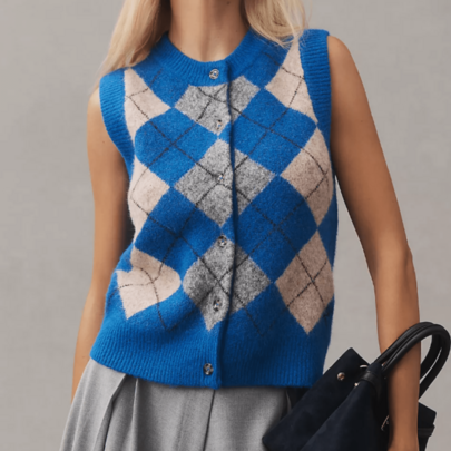 Argyle Knit Vest Fo…