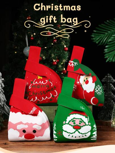 1 قطعة/مجموعة حقيبة تسوق مافوفة على شكل تفاحة عيد الميلاد للأطفال، حقيبة هدية مضحكة لعيد الهالوين، حقيبة تذكارية راقية