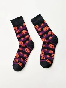1 Paar unisex Kürbis-Gesicht Halloween-Themen Knöchelsocken