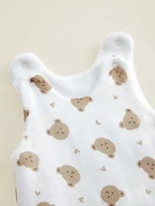 1件装Oeko-Tex认证卡通印花婴儿睡袋，柔软舒适，适合新生儿日常使用，四季皆宜