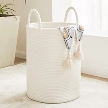 1 pièce Grand panier à linge tressé de style bohème - Panier polyvalent pour vêtements, couvertures, jouets et serviettes - Parfait pour le salon, la chambre à coucher ou la buanderie, paniers d'étagère