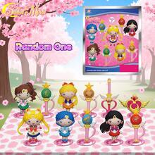 TOEI ANIMATION 1 قطعة صندوق أعمى مرخص رسميًا لشخصيات أنمي كرتونية ثلاثية الأبعاد من سيلور مون، مفاجأة جماعية، سلسلة مفاتيح جامعة لشخصيات سيلور مون وسيلور ميركوري، هدايا ترفيهية إبداعية لحقيبة الظهر وسيارة المفاتيح وديكور الغرفة والزينة لعيد الميلاد وعيد الهالوين والأسرة والأصدقاء