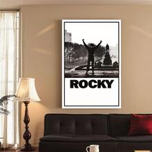 Framed 1pc Rocky Movie Poster - Rocky Balboa Victory Canvas Print, Black & White Film Decor With Hook Hanging System, For Living Room, Gym, For Man Cave, Office - Iconic Movie Art Poster, Movie Theater Decor, Cafe Wall Art, Bold Text Design,  Flat - Framed(框架) - 查看 4