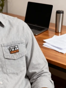 1pc Believe Me I Am An Engineer Slogan Metal Alloy Brooch Pin English Letter Badge Accessory - ENGINEER - View 4